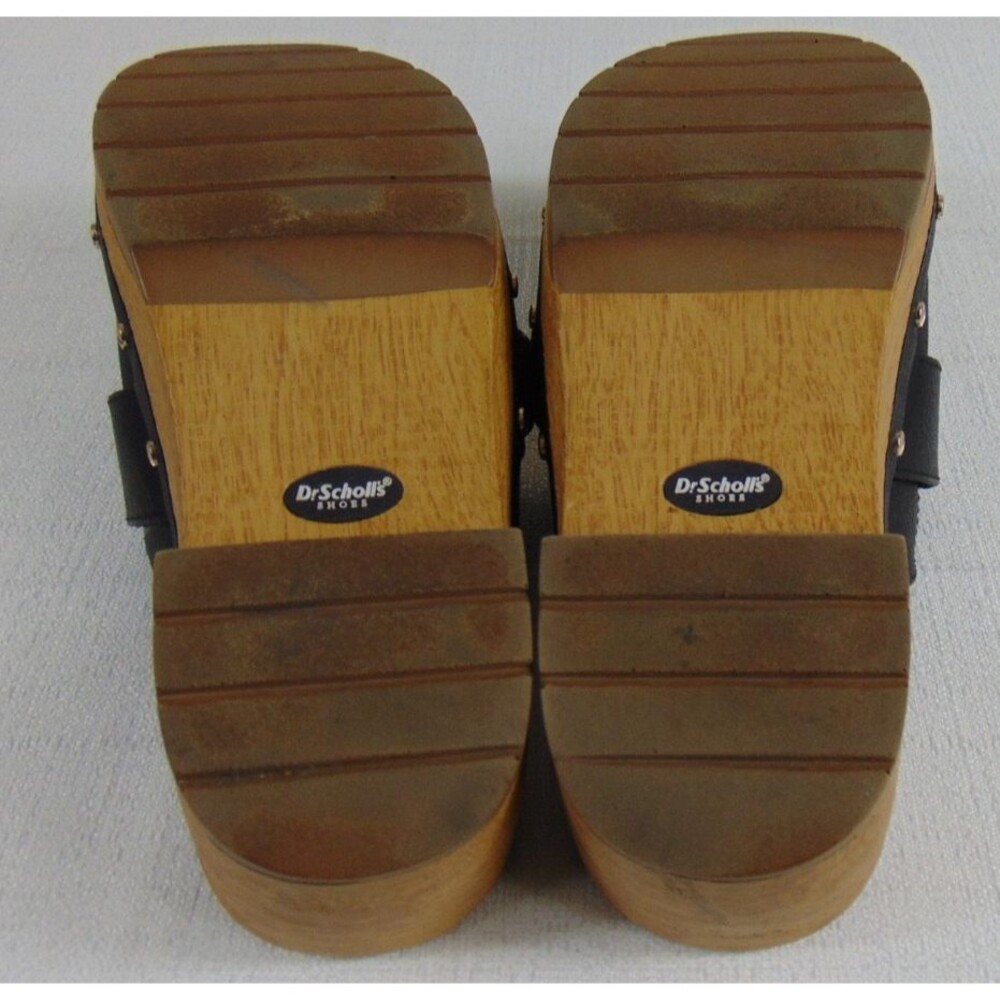 Dr. Scholl's Faux Wooden Bottom Classic Clogs Black Women's Size 6.5 Clog - Picture 9 of 9